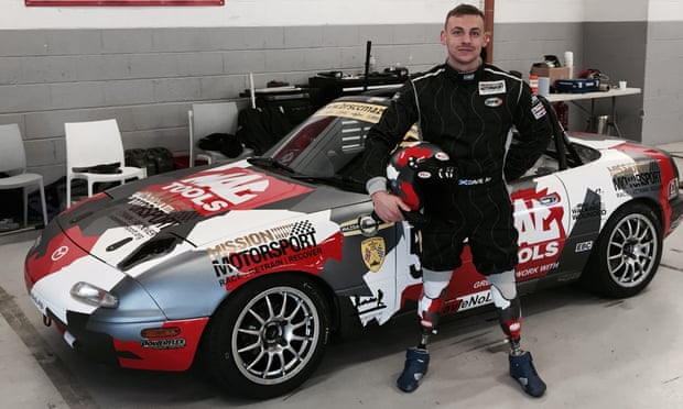 Man on a mission: Davie Birrell with his Mazda racing car.