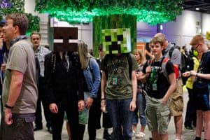 Two Minecraft characters at Minecon