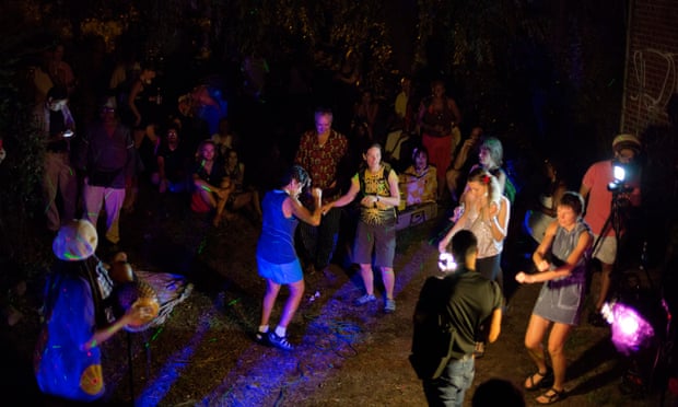 A party in one of the Lower East Side's many gardens.