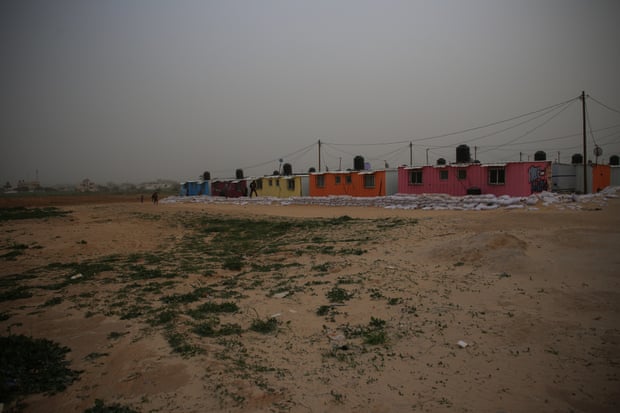 Brightly decorated caravans in Khuzaa village, Gaza