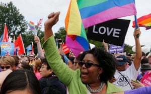 Gay rights supporters celebrate after the US supreme court decision