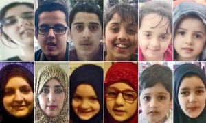 Composite showing 12 members of the Dawood family who travelled from Bradford to Saudi Arabia on 28 May 2015 for an Islamic pilgrimage.