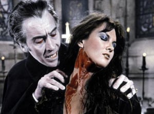 Christopher Lee and Caroline Munro in Dracula A.D. 1972