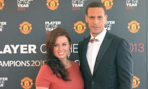 Rebecca and Rio Ferdinand at a football awards ceremony in 2013.