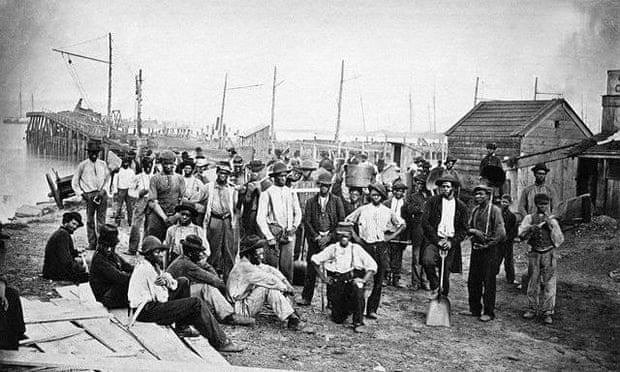 African American fugitive slaves provide support to the Union war effort, circa 1863.