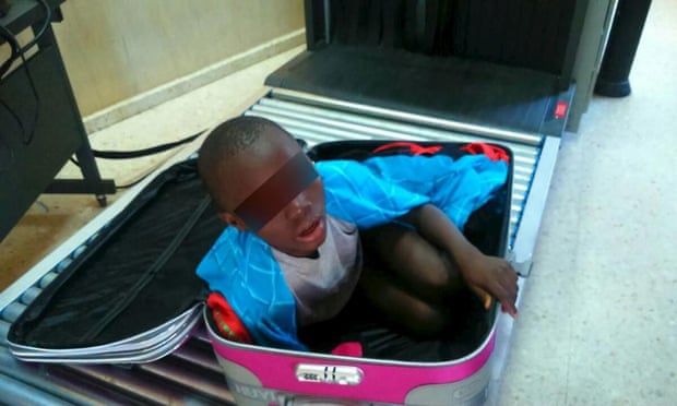 Eight-year-old boy cramped inside suitcase