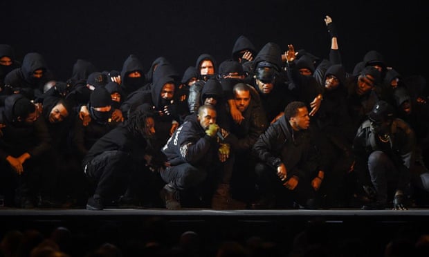 Kanye West debuts new track All Day at the Brit awards 2015.