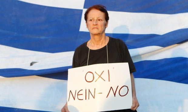 A woman at an anti-austerity rally in Athens makes her feelings felt