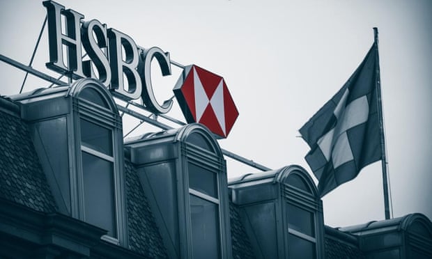 HSBC rooftop sign and flag
