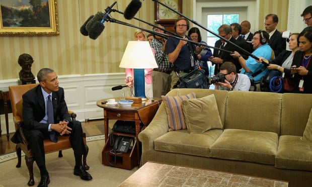 President Barack Obama talks to the media about the USA Freedom Act at the White House on 29 May 2015.