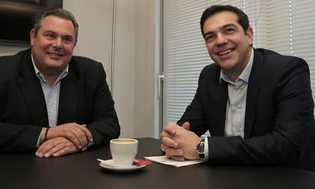 Alexis Tsipras and Panos Kammenos, chairman of Independent Greeks party