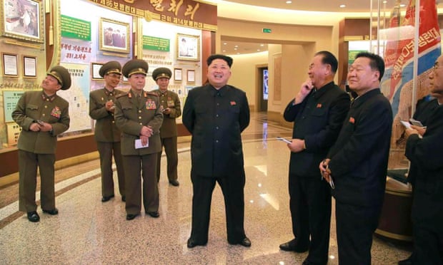 North Korean leader Kim Jong Un visits the refurbished Guards Units Hall at the Victorious Fatherland Liberation War Museum in Sosong. The North has fired a number of missiles into the sea in apparent protest at South Korea/US military drills.