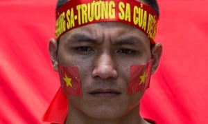 A Vietnamese protester during a demonstration in Hong Kong against China's stance in the South China Sea.