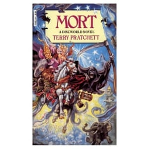 Mort, a Discworld novel by Terry Pratchett, designed by Josh Kirby.