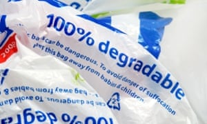 A Tesco plastic carrier bag, made out of allegedly 100% degradable plastic