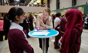 Royal Court associate director, Carrie Cracknell, talking to girls at the Inspiring Women in the Arts event at Tate Modern.