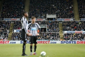 Sports Direct advertising during the Newcastle United v Manchester United Premier League match in March.