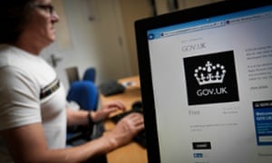A jobseeker uses a computer at a Citizens Advice office in Newcastle.