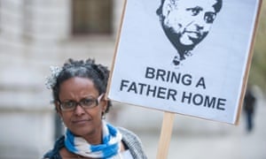 Yemi Hailemariam outside the Foreign Commonwealth Office