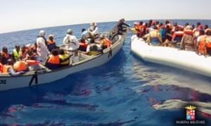 A picture from the Italian navy of one of the migrant rescues.
