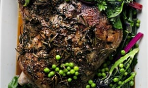 igel Slater's roast shoulder of lamb with summer greens 