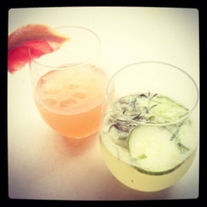 TwinnyDip's grapefruit ice tea laced with whiskey (and a cucumber collins).