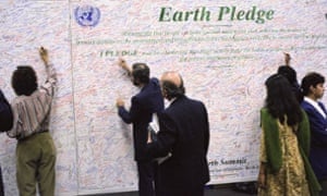 United Nations Conference on Environment and Development (UNCED), 3-14 June 1992 People at conference signed Earth Pledge