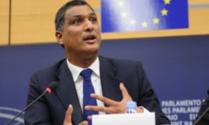 Syed Kamall at a press conference in Strasbourg.