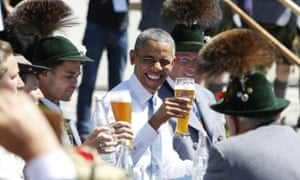 Barack Obama with his breakfast beer
