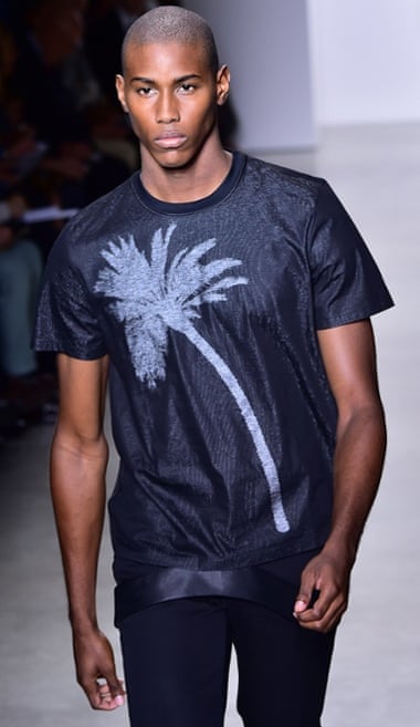 Andre Doyley models Calvin Klein on Sunday.