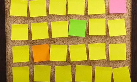 Colourful Notes On Cork Board