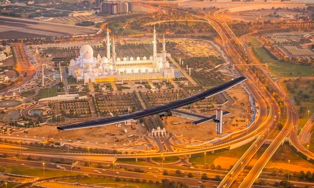 Solar Impulse 2 solar plane in Abu Dhabi, United Arab Emirates