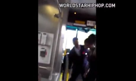 Screengrab of World Star Hip-hop's video of a Cleveland bus driver punching a unruly passenger. Photograph: via YouTube