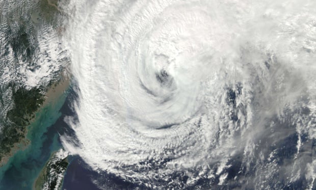 Nasa satellite image shows Typhoon Vongfong approaching Japan.