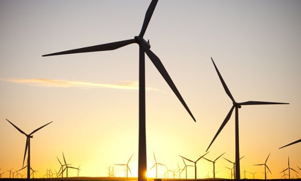 Dawn over Whitlee wind farm on Eaglesham Moor just south of Glasgow, Europe's largest onshore wind farm