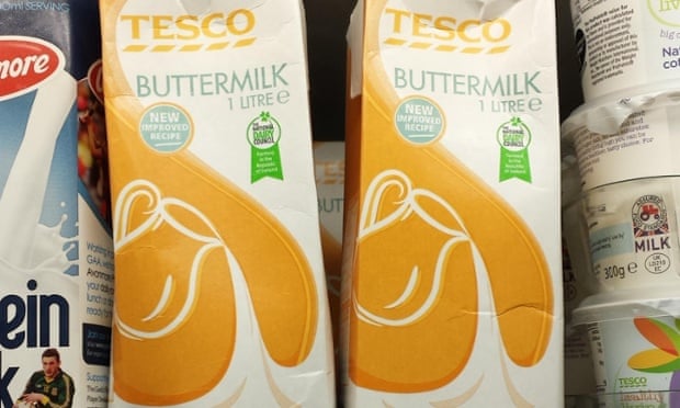 Bit of a balls-up: Tesco's unfortunate choice of packaging for buttermilk, spotted in Ireland.