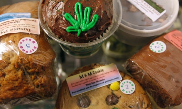 Ingestible products for sale at the Boulder Vital Herbs medical marijuana dispensary in Boulder, Colorado.