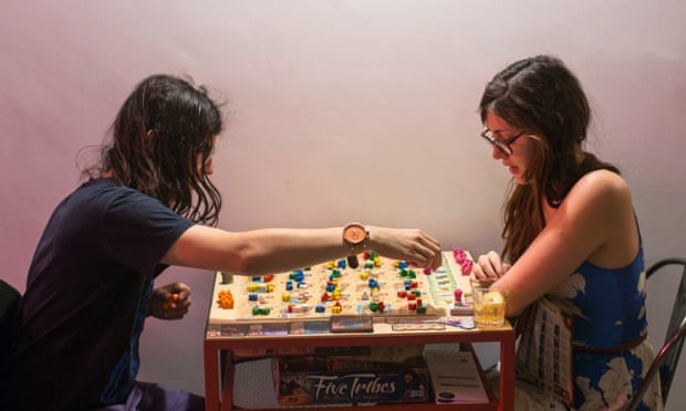 Board-gamers at Draughts cafe in east London. 