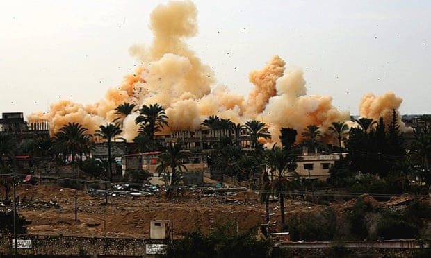 Smoke rises during a military operation by Egyptian security forces in Rafah