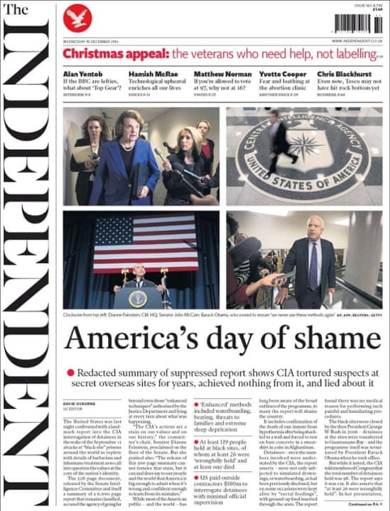 Independent Front Page - America's day of shame
