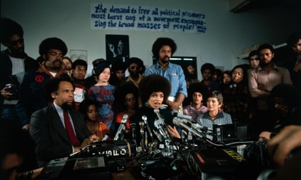 Davis gives her first news conference after being released on bail, 1972.