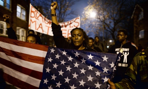 Demonstrators protest against the death of Michael Brown, St Louis, November 2014.