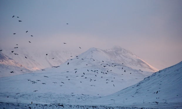 Mountains near Grundarfjördur, northern Iceland, where the daylight only lasts for three hours in winter