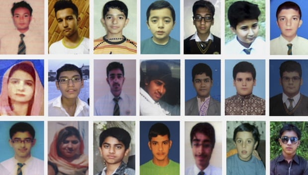 Some of the students and teachers of the Army Public School in Peshawar who were killed by the Taliban in a combination of photographs provided by their families.