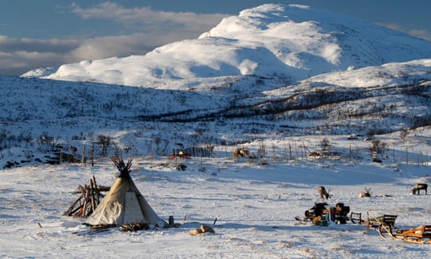 A traditional Sámi camp in northern Norway.