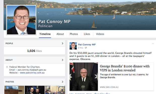 Facebook screenshot of Pat Conroy