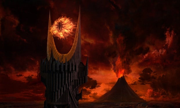 The Eye of Sauron hovers over Mount Doom in Peter Jackson’s adaptation of JRR Tolkien’s the Lord of the Rings. PR
