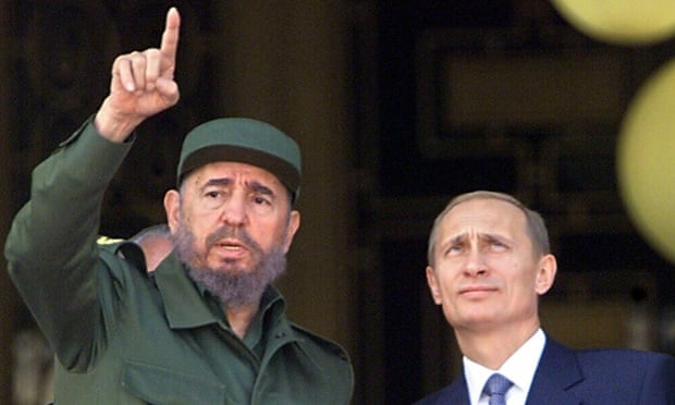 Revolutionary leader Fidel Castro (L) with Russia's President Vladimir Putin in 2000 in Havana. Putin is due to arrive in Cuba of Friday for his latest visit. Photograph: Adalberto Roque/EPA
