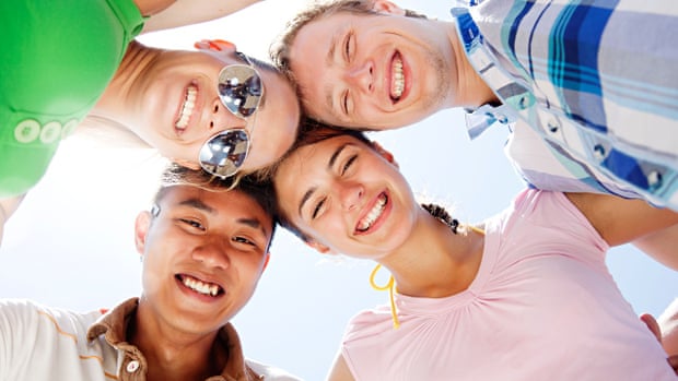 group of young people having fun