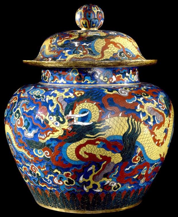  Cloisonné enamel jar and cover with dragons from the Xuande period (1426-1435). Photograph: British Museum